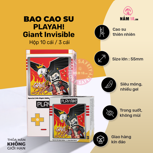  Bao Cao Su Size Lớn 55mm PlayAh Giant Invisible 