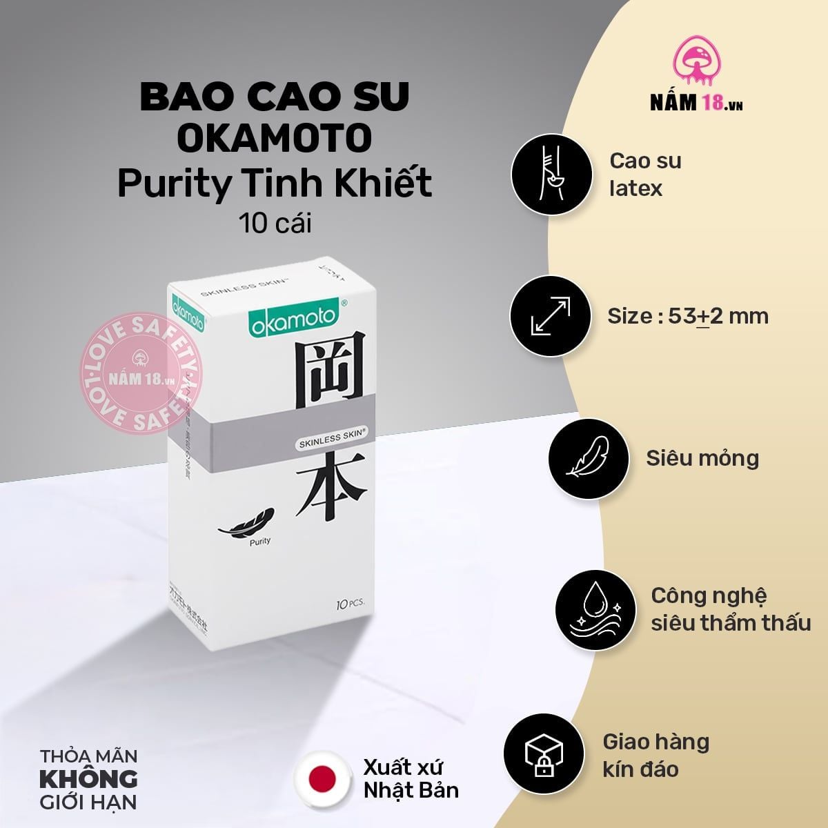  Bao Cao Su Okamoto Purity Tinh Khiết 