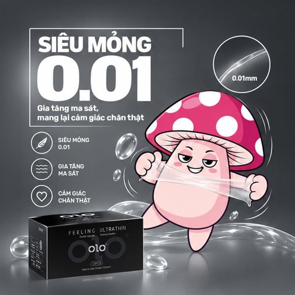 Bao Cao Su OLO Đen Siêu Mỏng, Hương Vani - Hộp 10 Cái