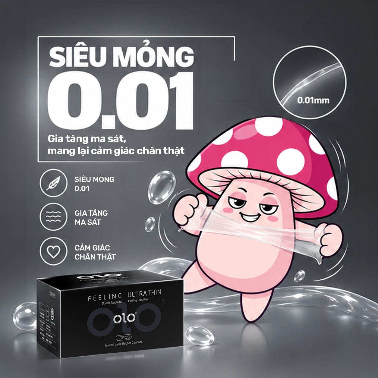  Bao Cao Su OLO Đen Siêu Mỏng, Hương Vani - Hộp 10 Cái 