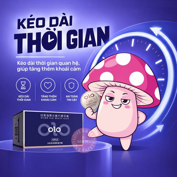 Bao Cao Su Kéo Dài Thời Gian, Mát Lạnh Olo Xanh - Hộp 10 Cái