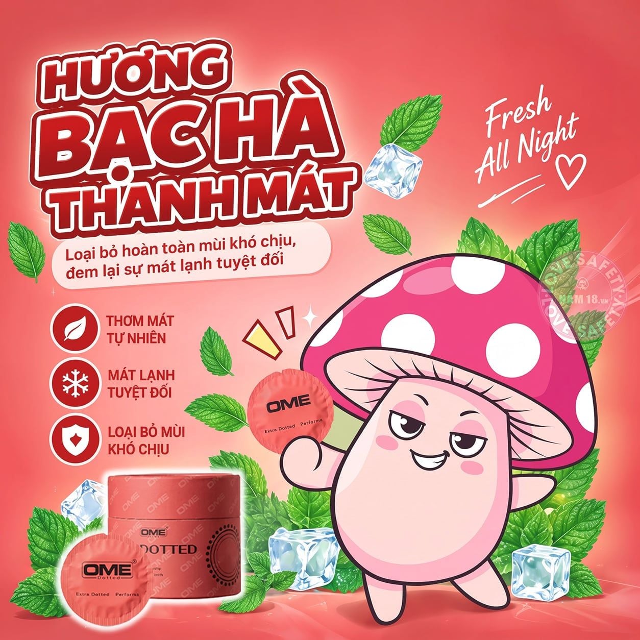  Bao Cao Su Gai Lớn Ome Dotted Hương Bạc Hà 