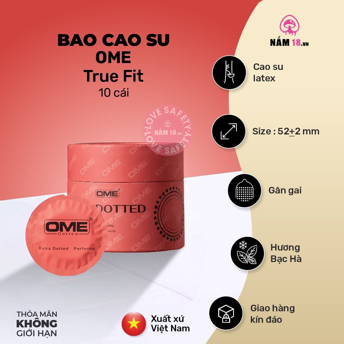  Bao Cao Su Gai Lớn Ome Dotted Hương Bạc Hà 