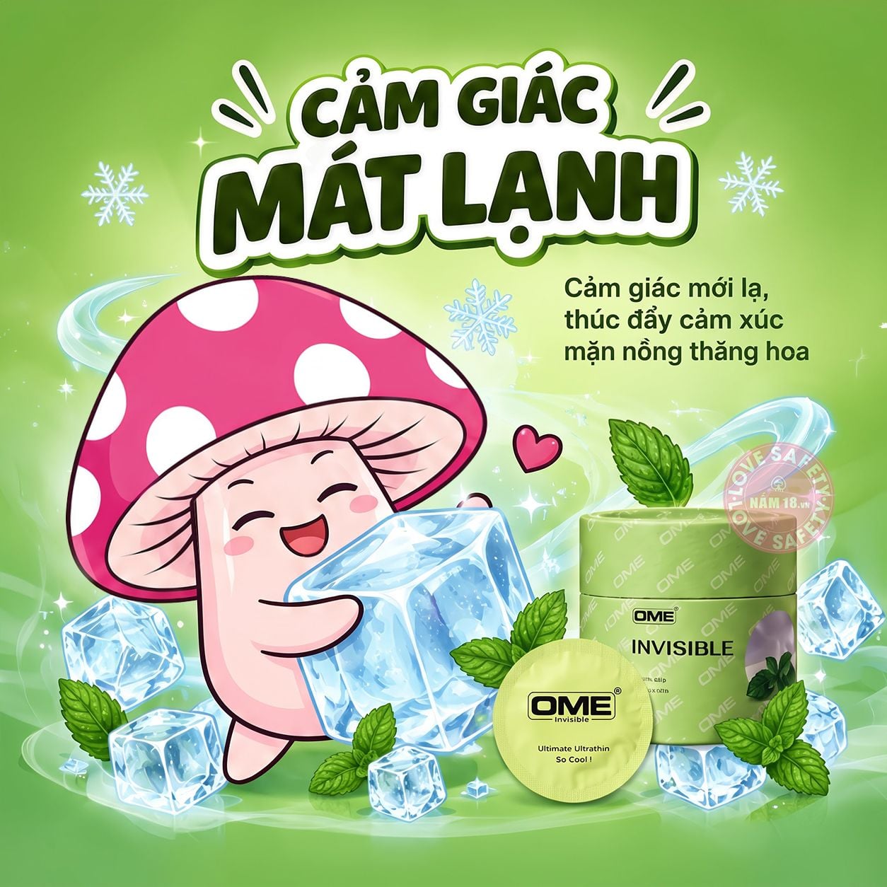  Bao Cao Su Siêu Mỏng Ome Invisible Mát Lạnh 