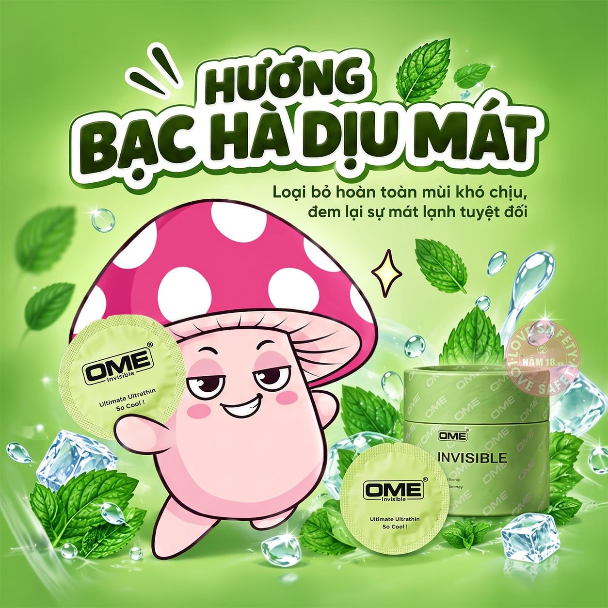  Bao Cao Su Siêu Mỏng Ome Invisible Mát Lạnh 