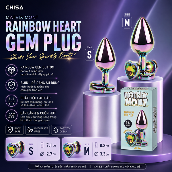 Phích Cắm Hậu Môn Maxtrix Mont Rainbow Heart Gem Plug