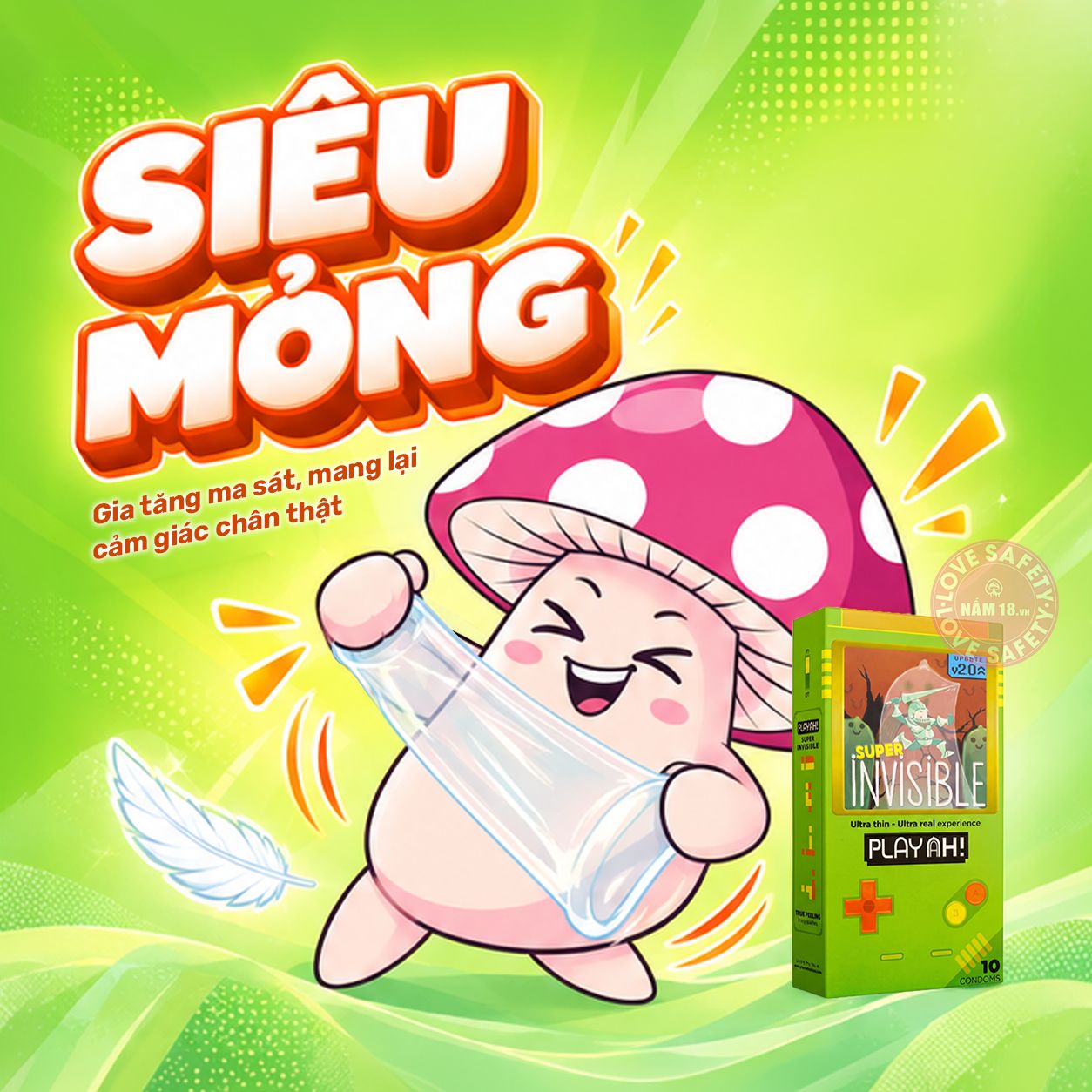  Bao Cao Su Siêu Mỏng PlayAh Super Invisible 