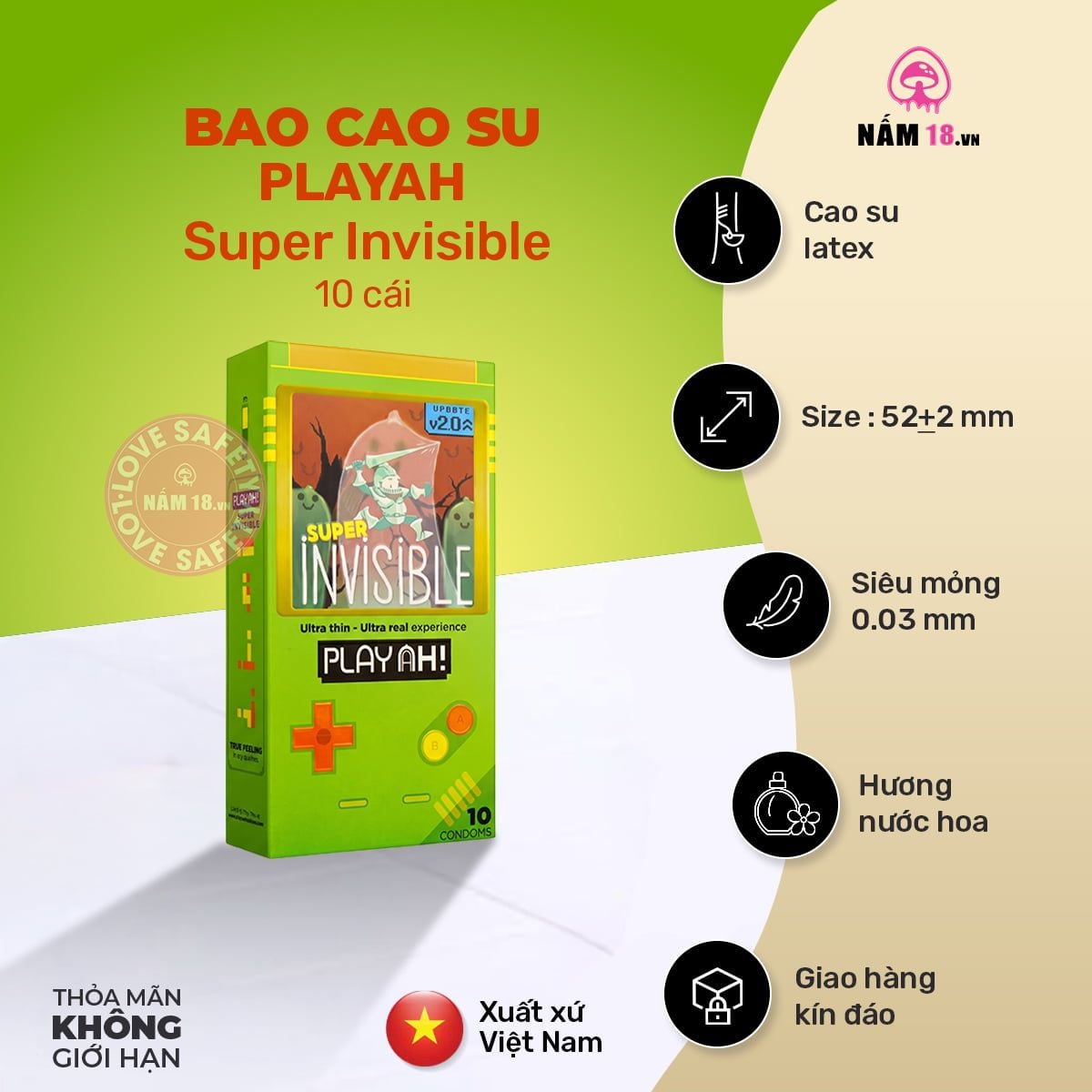  Bao Cao Su Siêu Mỏng PlayAh Super Invisible 