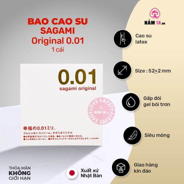  Bao Cao Su Siêu Mỏng Sagami 0.01 - Hộp 1 Cái 