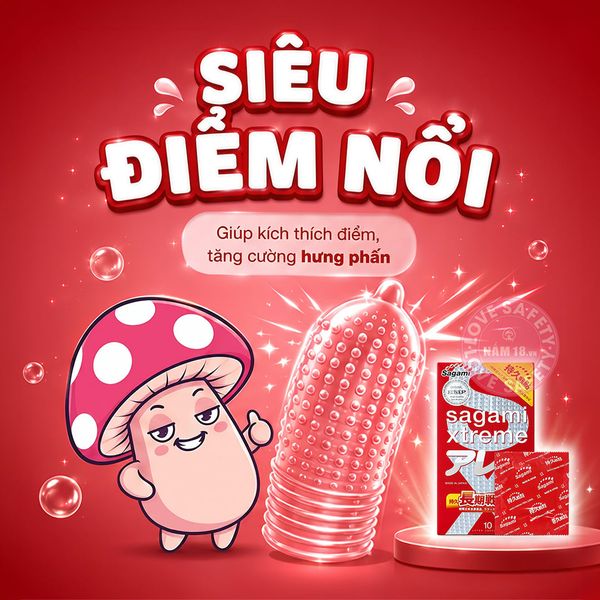 Bao Cao Su Sagami Xtreme Feel Long Kéo Dài Thời Gian, Siêu Điểm Nổi