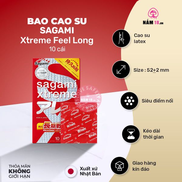  Bao Cao Su Sagami Xtreme Feel Long Kéo Dài Thời Gian, Siêu Điểm Nổi 