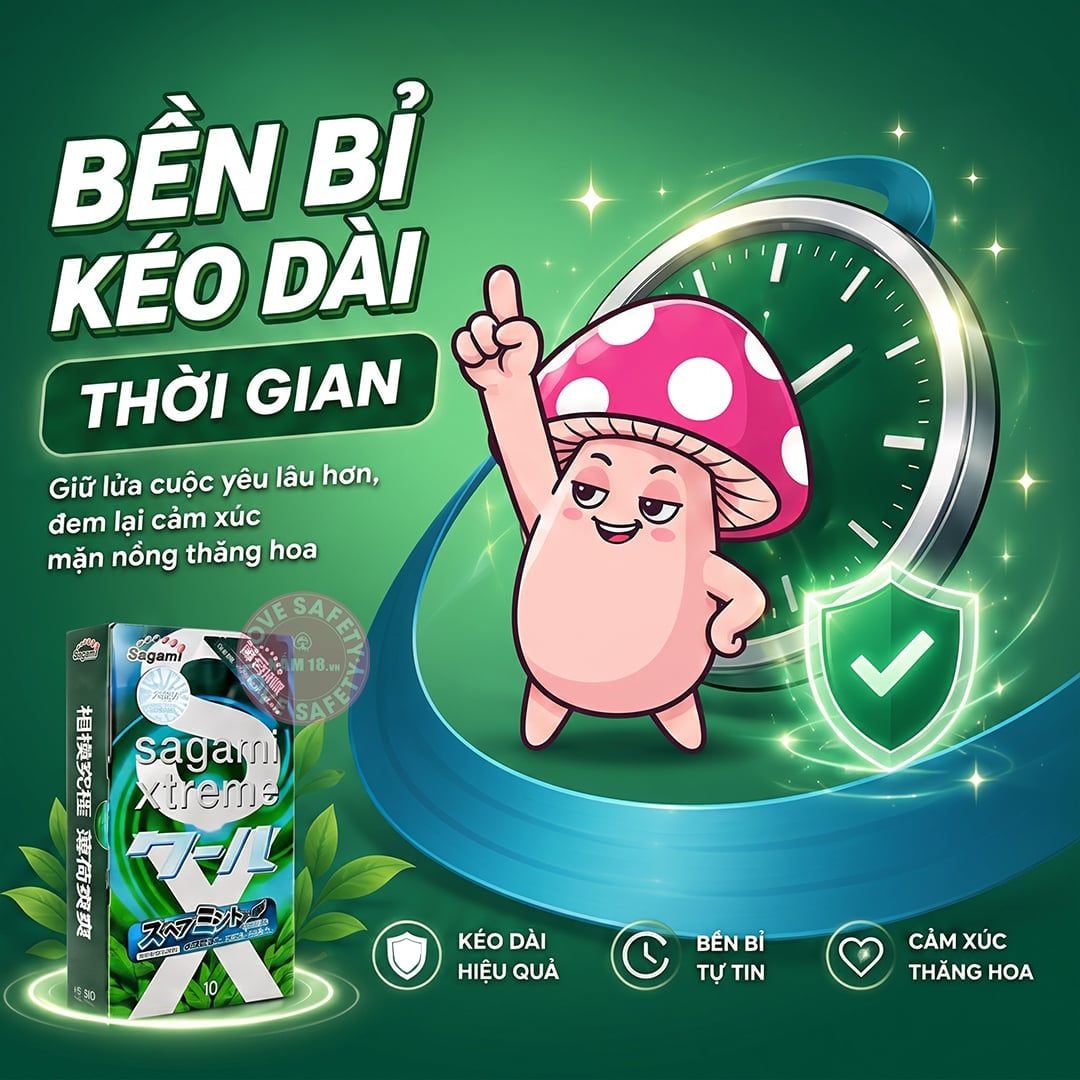  Bao Cao Su Hương Bạc Hà Sagami Xtreme Spearmint Mát Lạnh 