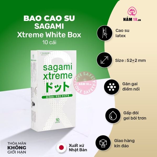  Bao Cao Su Sagami Xtreme White Box Siêu Điểm Gân Nổi 