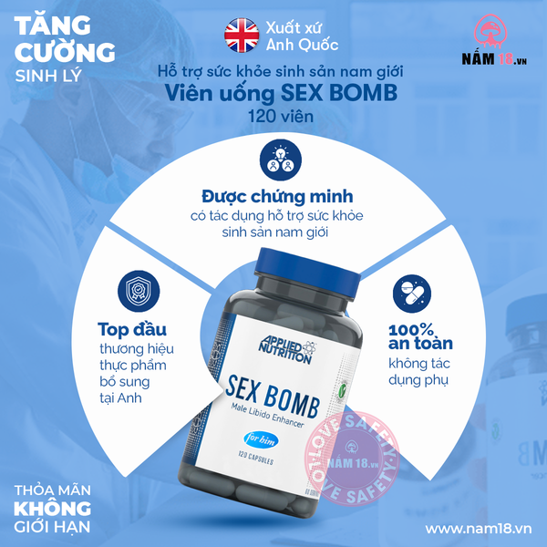  Viên Uống Tăng Cường Sinh Lý Sex Bomb for Him Applied Nutrition 