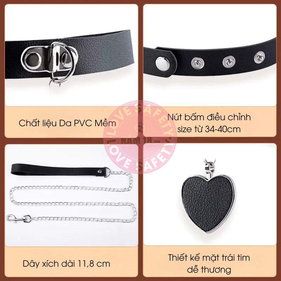 Vòng Cổ Da Heart 