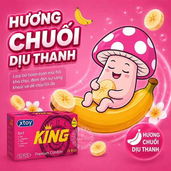 Bao Cao Su Kéo Dài Thời Gian Xtoy King 5in1 Hương Chuối