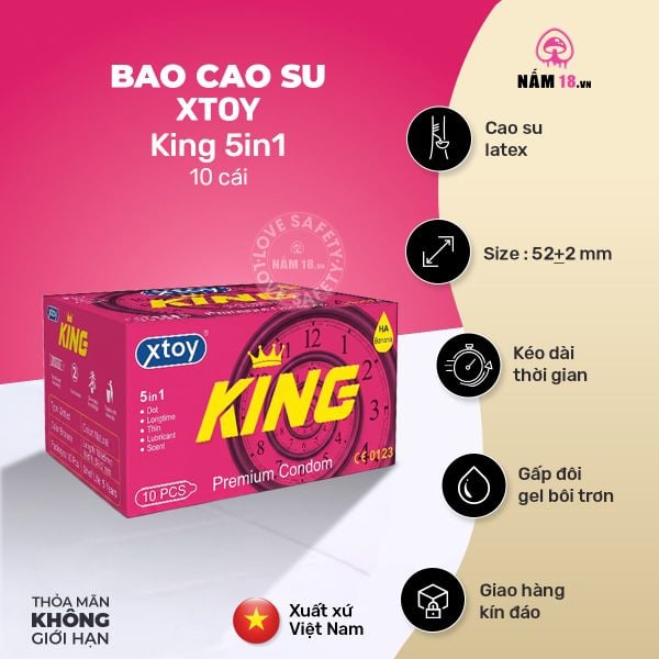  Bao Cao Su Kéo Dài Thời Gian Xtoy King 5in1 Hương Chuối 