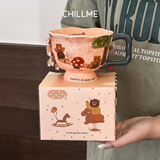 Cốc gốm sứ uống nước Happy quà tặng sinh nhật cute dễ thương ý nghĩa tráng men cao cấp LSHED01 