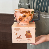 Cốc gốm sứ uống nước Happy quà tặng sinh nhật cute dễ thương ý nghĩa tráng men cao cấp LSHED01 