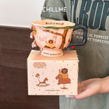  Cốc gốm sứ uống nước Happy quà tặng sinh nhật cute dễ thương ý nghĩa tráng men cao cấp LSHED01 