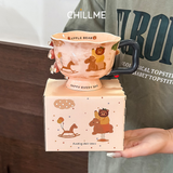  Cốc gốm sứ uống nước Happy quà tặng sinh nhật cute dễ thương ý nghĩa tráng men cao cấp LSHED01 