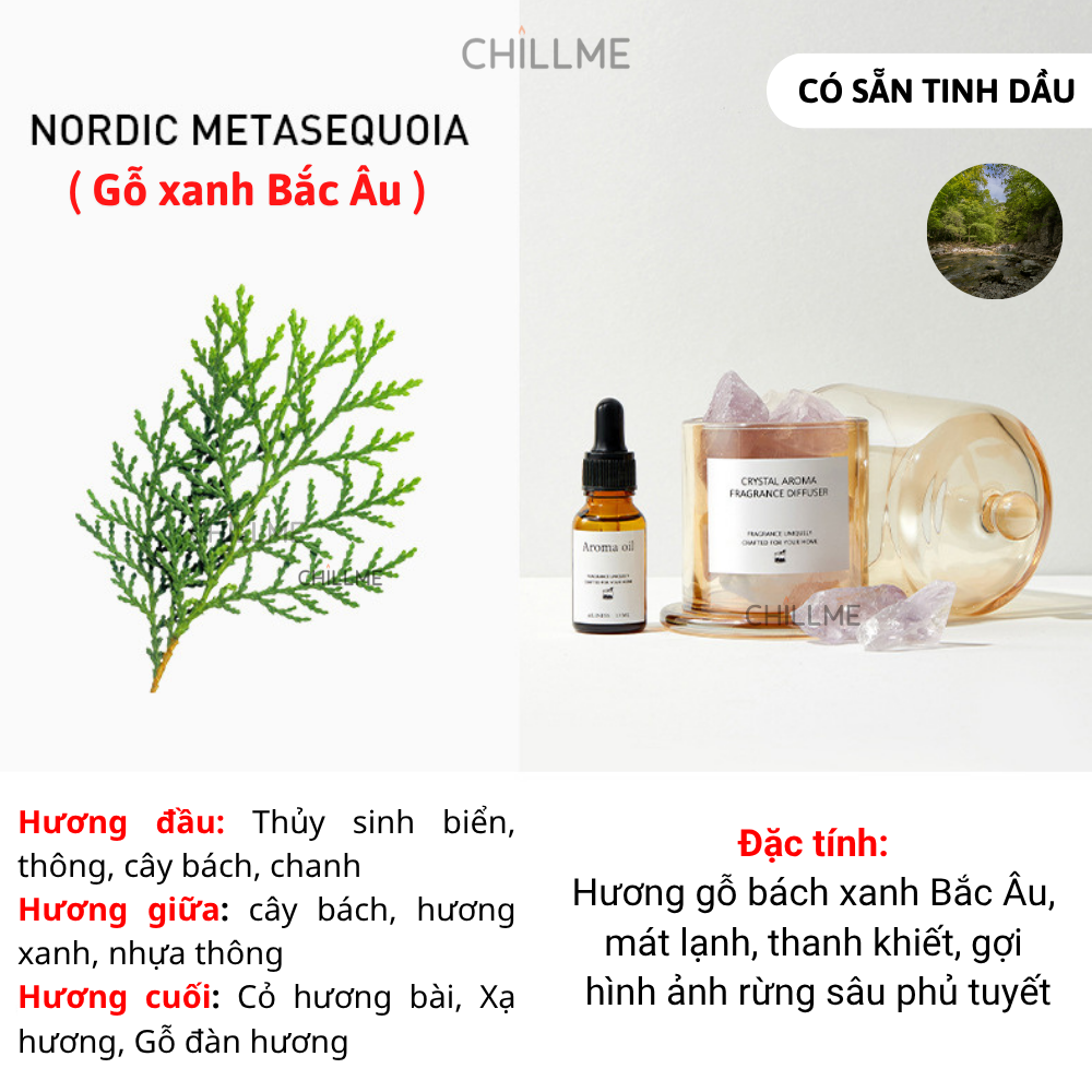  Bộ khuếch tán tinh dầu thơm phòng Chillme đá thạch anh làm quà tặng trang trí decor sang trọng 