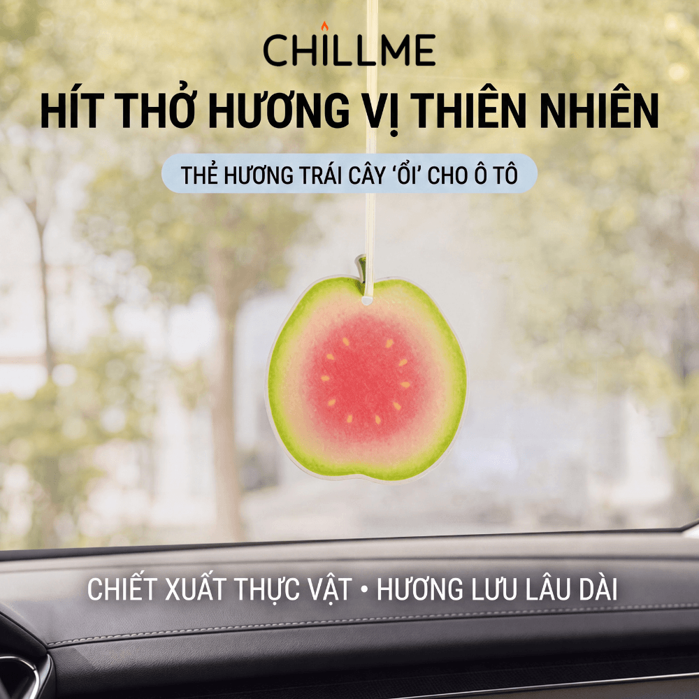  Thẻ thơm hương ổi treo xe, gắn cửa gió điều hòa ô tô Chillme giúp khử mùi phòng và tủ quần áo với hương trái cây dễ chịu 