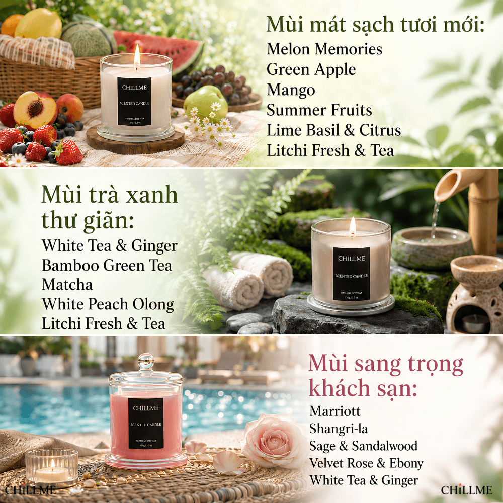  Nến thơm cao cấp sáp đậu nành chillme thiên nhiên khử mùi phòng trang trí sang trọng đẹp mắt TL 