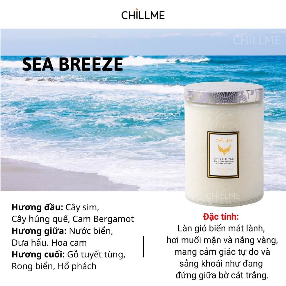  Nến thơm tinh dầu size L Chillme 785g sáp đậu nành không khói hương thơm thư giãn nhẹ nhàng 