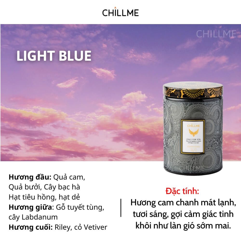  Nến thơm tinh dầu size L Chillme 785g sáp đậu nành không khói hương thơm thư giãn nhẹ nhàng 