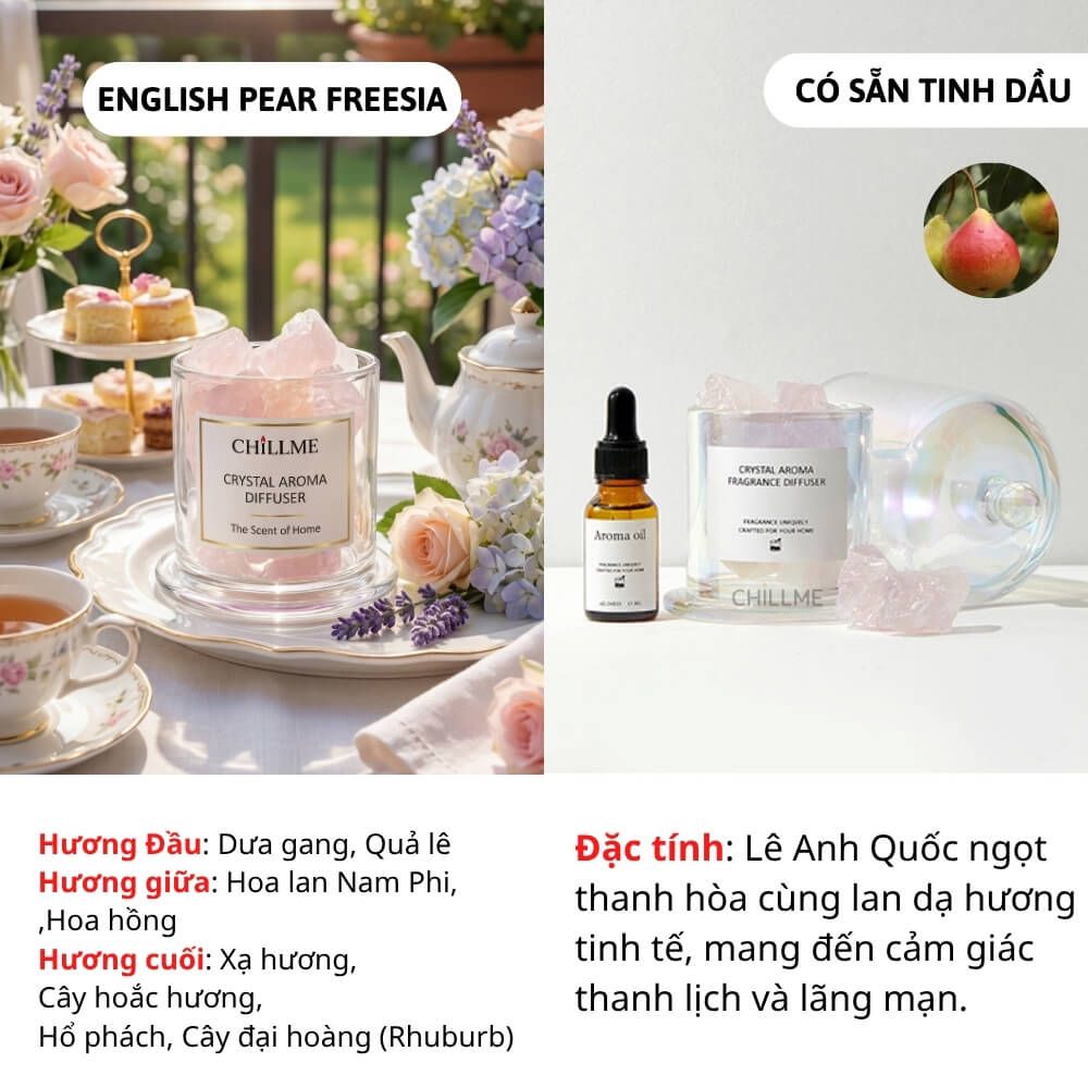  Bộ khuếch tán tinh dầu thơm phòng Chillme đá thạch anh làm quà tặng trang trí decor sang trọng 