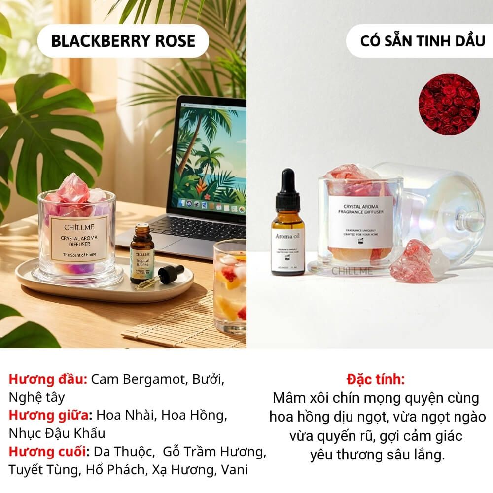  Bộ khuếch tán tinh dầu thơm phòng Chillme đá thạch anh làm quà tặng trang trí decor sang trọng 