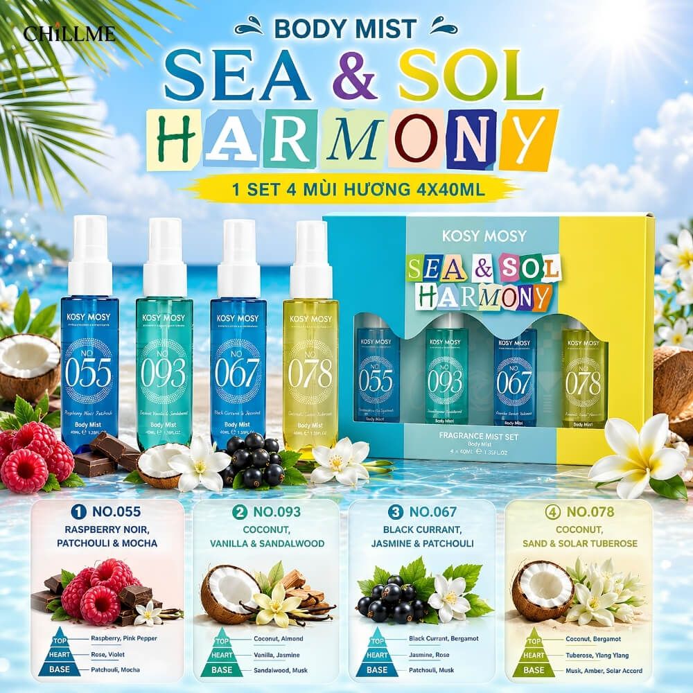 Bộ Body Mist SEA & SOL HARMONY 4 x 40ml Xịt Thơm Toàn Thân 