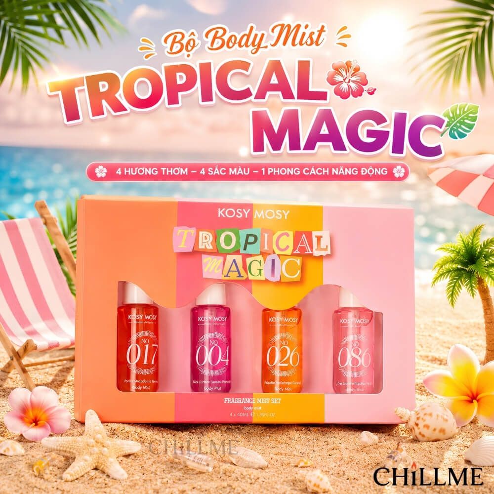  Bộ Body Mist Xịt Thơm Toàn Thân 4 x 40ml Tropical Magic 