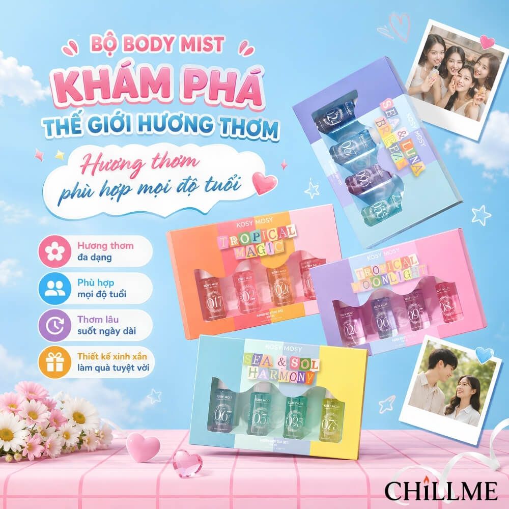  Bộ Body Mist Xịt Thơm Toàn Thân 4 x 40ml Tropical Moonlight 