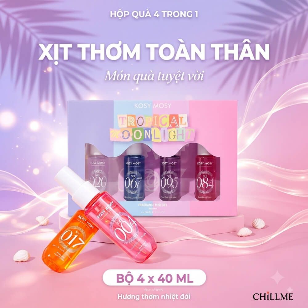  Bộ Body Mist Xịt Thơm Toàn Thân 4 x 40ml Tropical Moonlight 