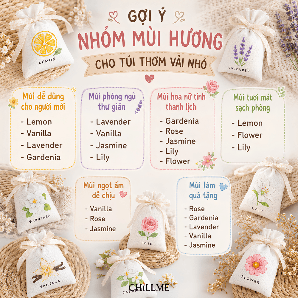  Túi thơm để tủ quần áo khử mùi treo xe giày dép chống côn trùng thư giãn dễ chịu 