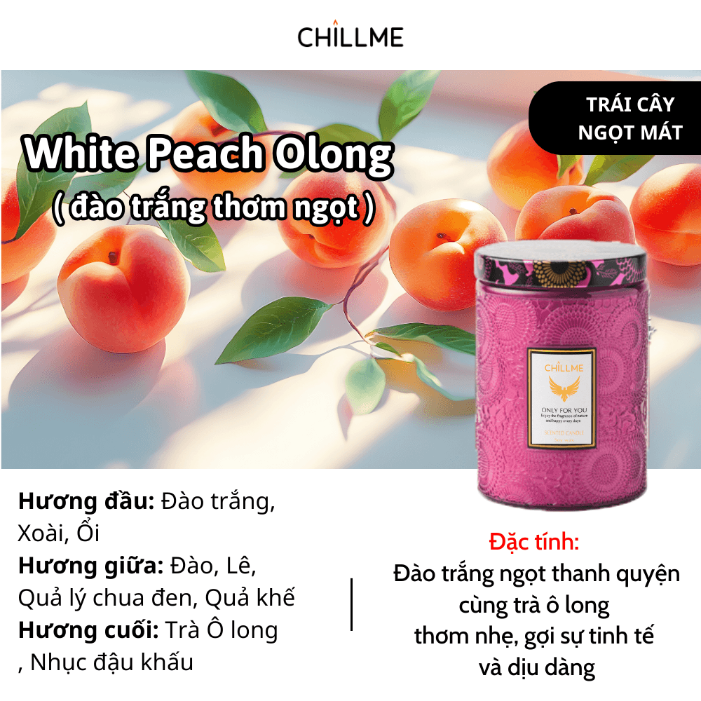  Nến thơm tinh dầu size L Chillme 785g sáp đậu nành không khói hương thơm thư giãn nhẹ nhàng 