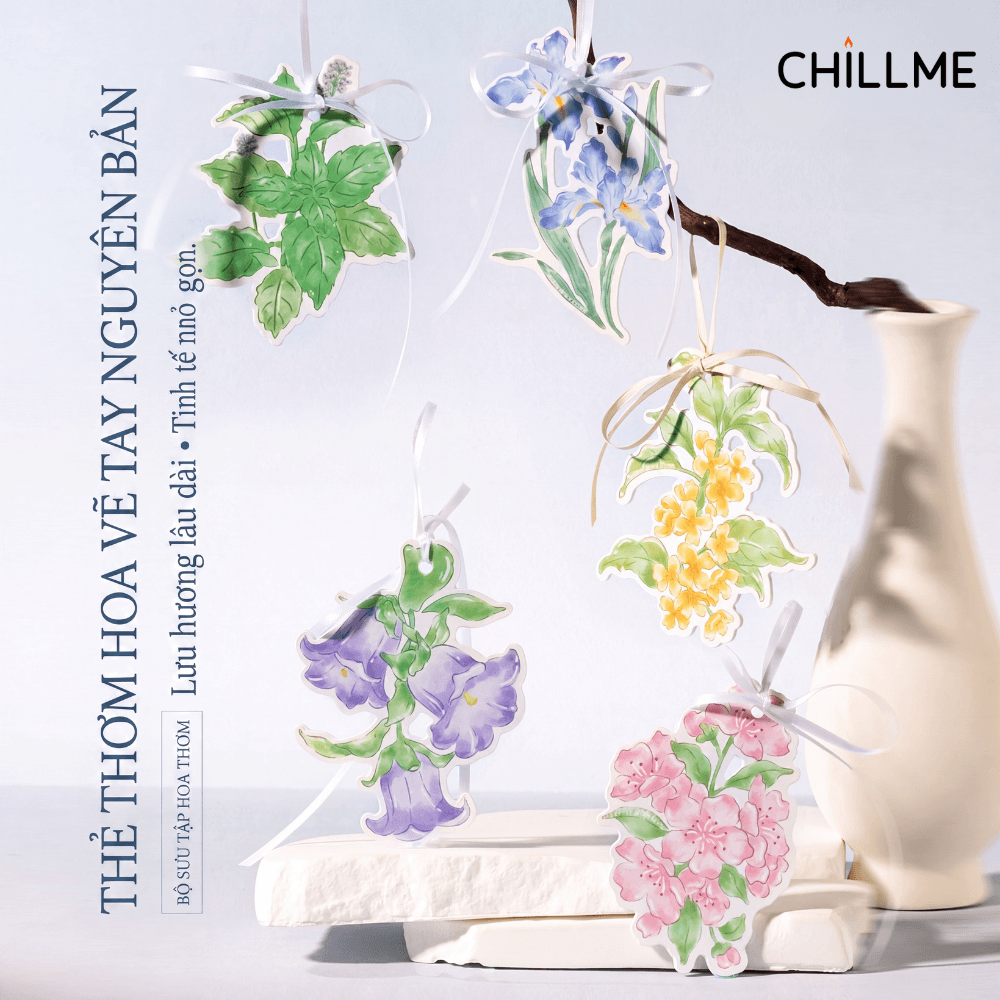 Thẻ thơm treo xe ô tô Chillme phù hợp treo tủ quần áo, phòng ngủ, phòng khách, quà tặng doanh nghiệp 
