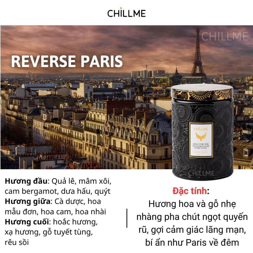  Nến thơm tinh dầu size L Chillme 785g sáp đậu nành không khói hương thơm thư giãn nhẹ nhàng 