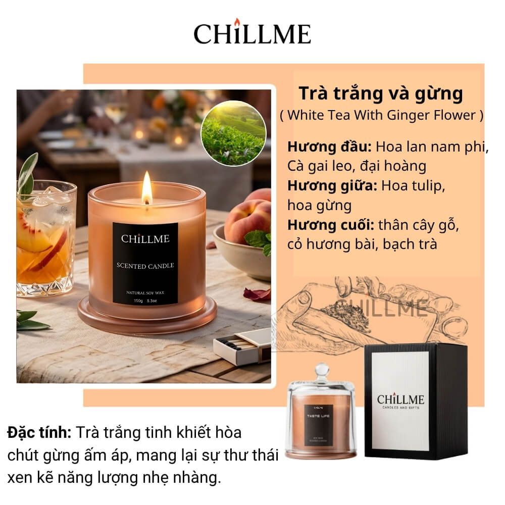  Nến Tastle Life - White Tea & Ginger 