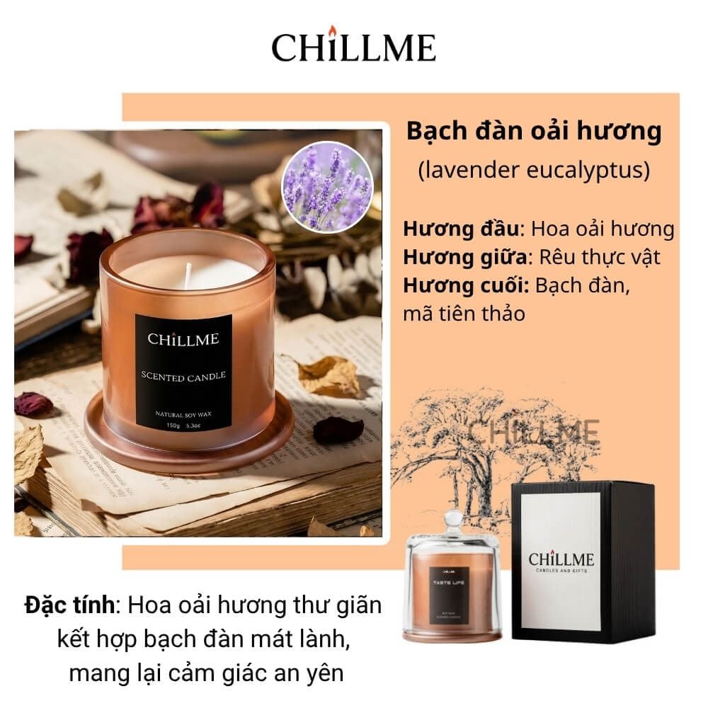  Nến thơm cao cấp sáp đậu nành chillme thiên nhiên khử mùi phòng trang trí sang trọng đẹp mắt TL 