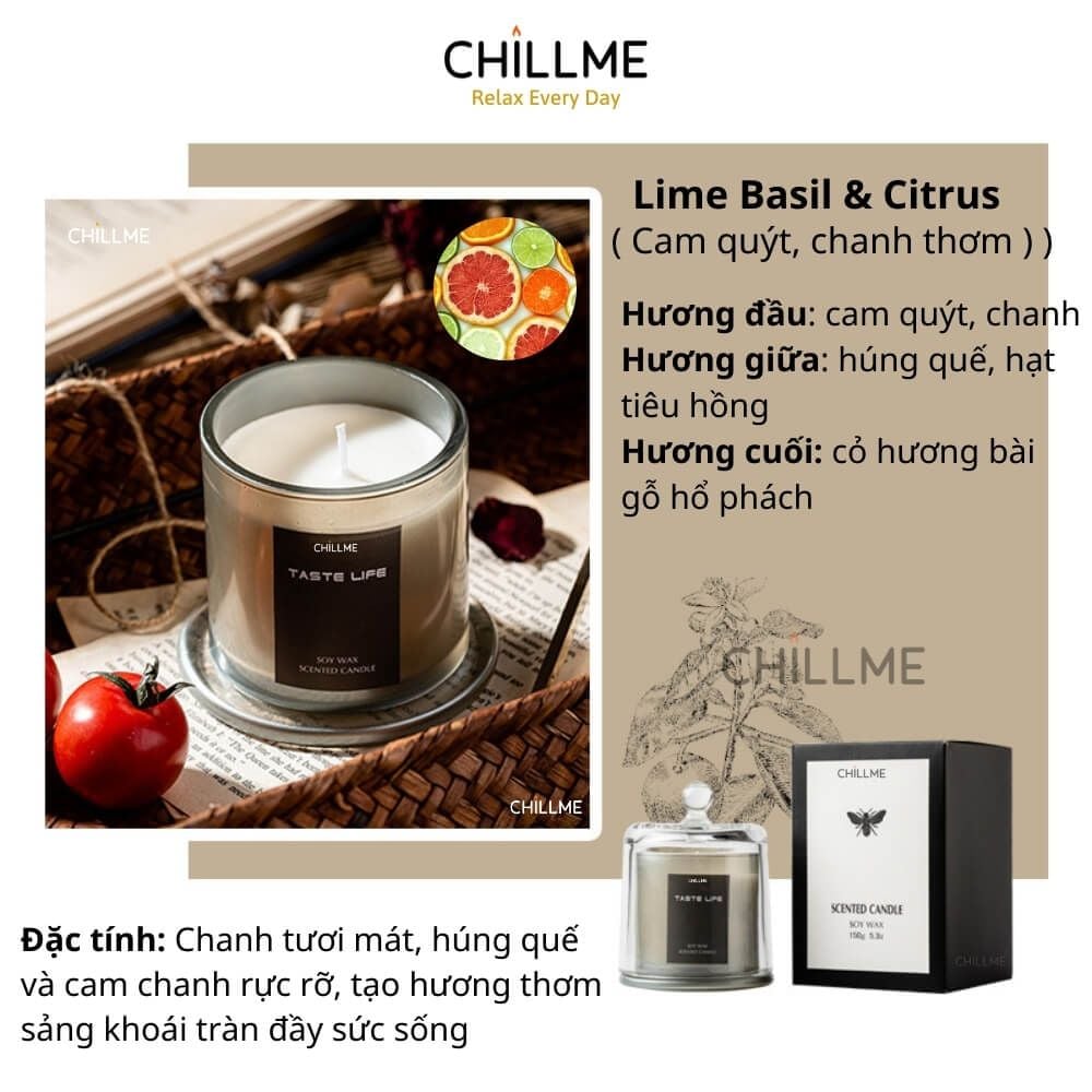 Nến thơm cao cấp sáp đậu nành chillme thiên nhiên khử mùi phòng trang trí sang trọng đẹp mắt TL 