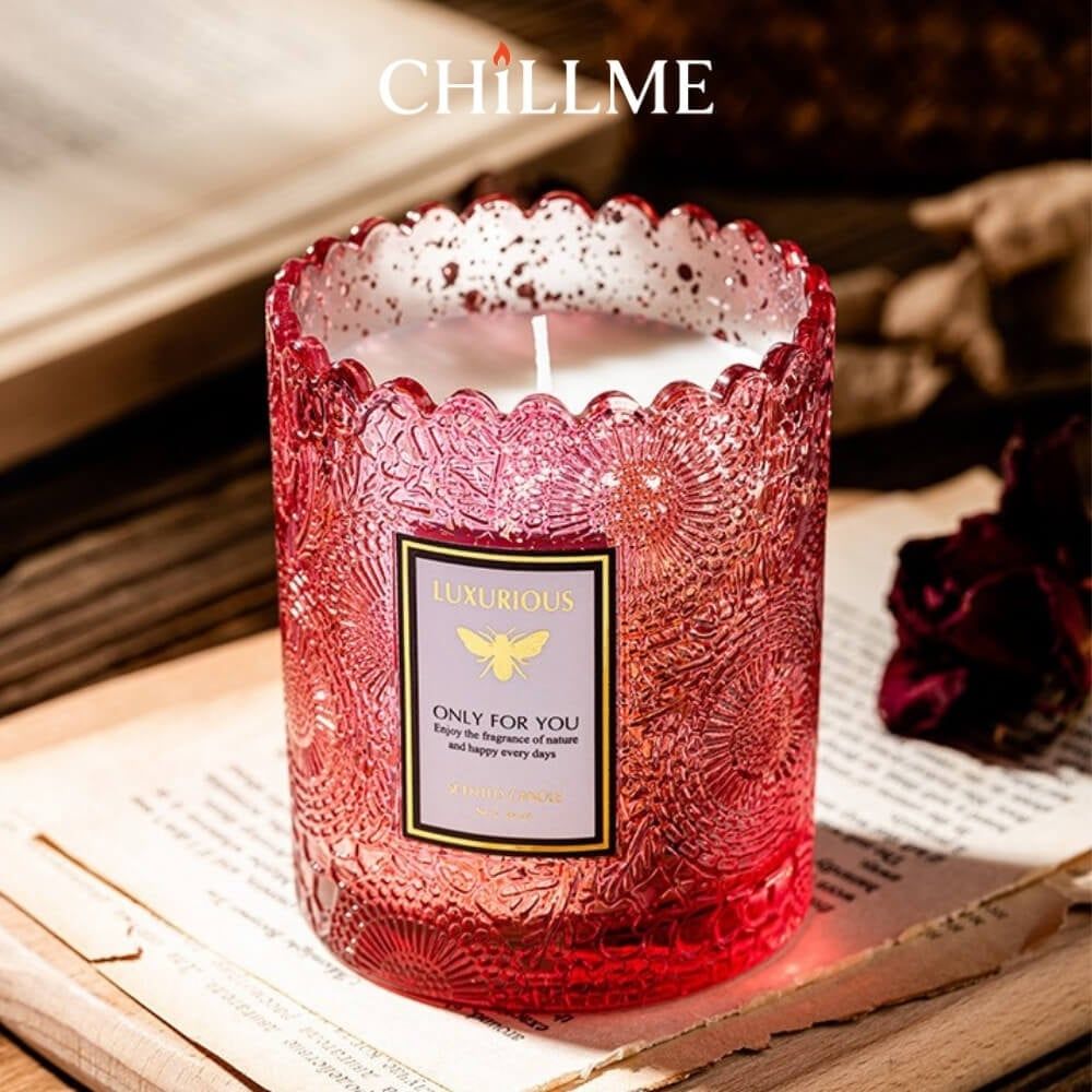  Nến thơm phòng mạ màu lấp lánh Chillme sáp đậu nành hương nước hoa 