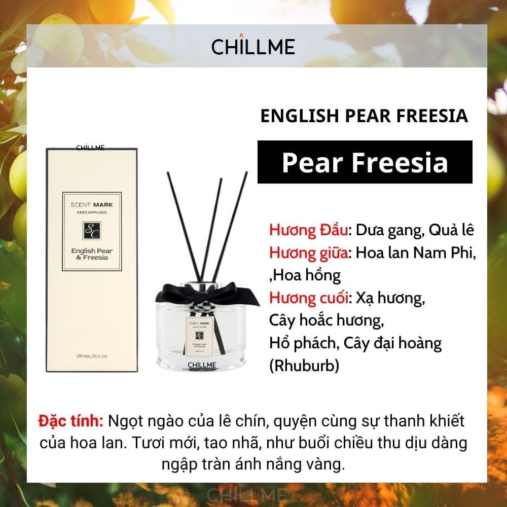  Tinh dầu thơm phòng hương nước hoa 180ml Chillme cắm que tỏa hương khử mùi lâu Reed Diffuser trang trí 