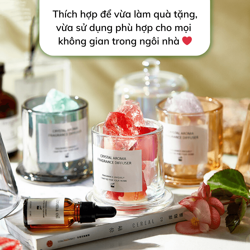  Bộ khuếch tán tinh dầu thơm phòng Chillme đá thạch anh làm quà tặng trang trí decor sang trọng 