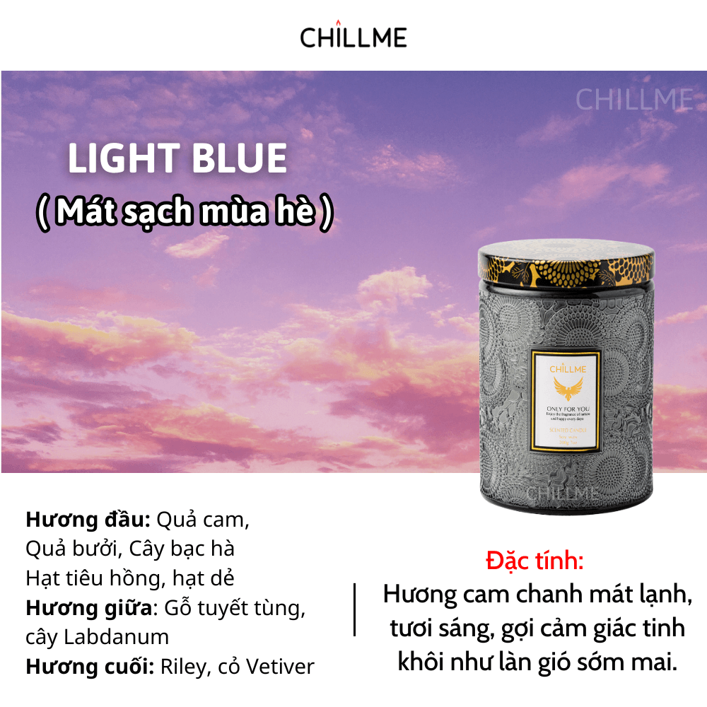  Nến thơm tinh dầu size L Chillme 785g sáp đậu nành không khói hương thơm thư giãn nhẹ nhàng 