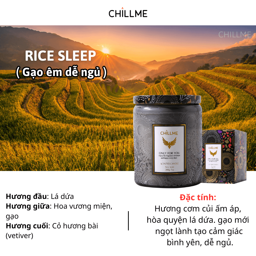  Nến thơm phòng tinh dầu chillme Luxury 400g ( 200g sáp ) organic không khói dễ ngủ trang trí - LXR 