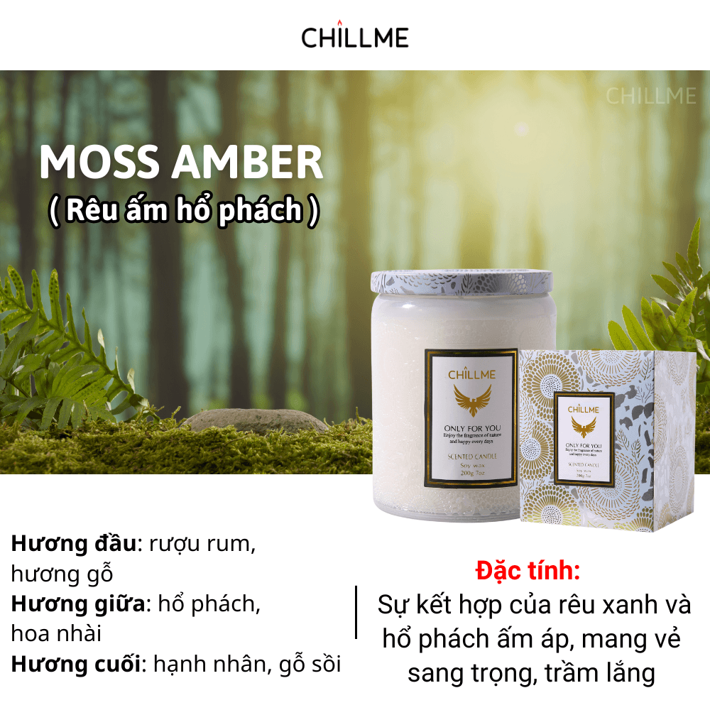  Nến thơm phòng tinh dầu chillme Luxury 400g ( 200g sáp ) organic không khói dễ ngủ trang trí - LXR 