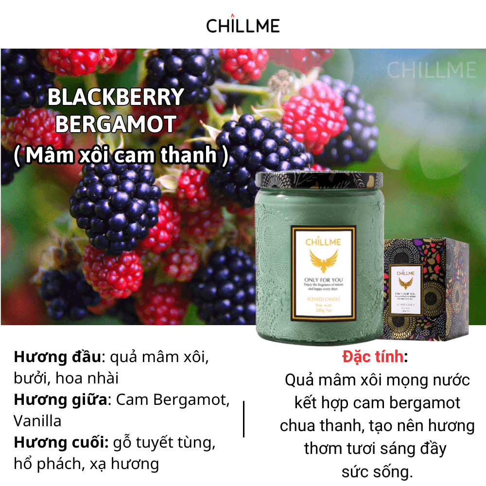  Nến thơm phòng tinh dầu chillme Luxury 400g ( 200g sáp ) organic không khói dễ ngủ trang trí - LXR 
